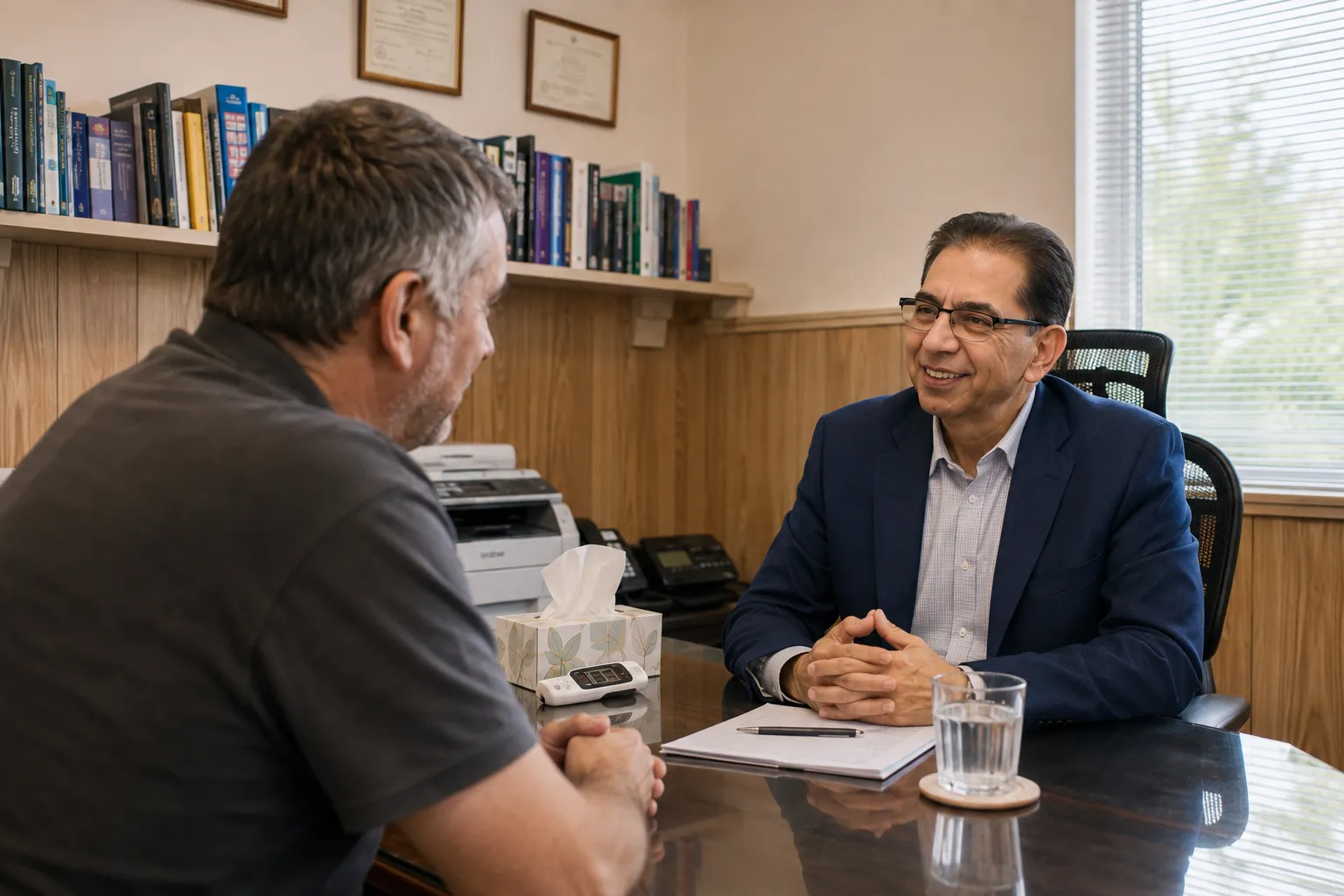 Dr Berera consulting with a male patient about men's health